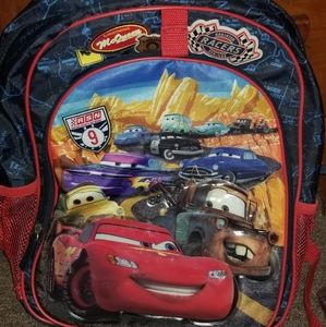 Cars backpack wih 2 zippers slots and 2 drink hold